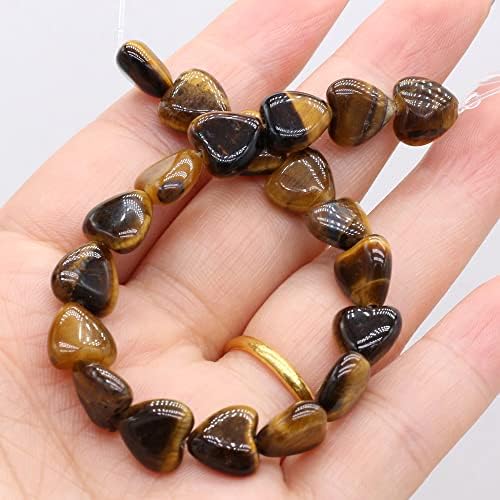 Natural Stone Beads Polished Heart Shape Mixed Tiger Eye Stone Charms for Jewelry Making Necklace Bracelet 2 Strands