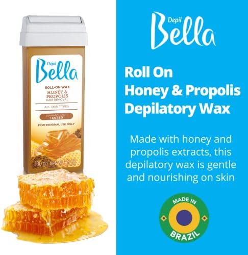 Depil Bella Brazilian Roll On Wax Honey and Propolis Depilatory | Body Waxing, Hair Removal Wax-Cartridge | For Men and Women | Home Self Waxing | Sensitive Skin | Dermatologically Tested | Painless