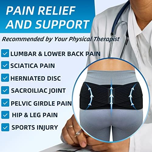 SI Belt - Sacroiliac Belt for Women and Men, SI Joint Pain Relief, Pelvis Support, Sciatic Nerve Brace, Lower Back Lumbar Hip Brace for Sciatic Pain Relief, Adjustable Pregnancy Support Band