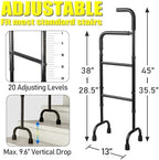 20-Level Adjustable Stair Climbing Assist Cane & Elderly Stair Lift Assist with Anti-Slip Handle & Stabilizing Feet, 300lbs Capacity for Seniors, Standard Steps-Patent Pending