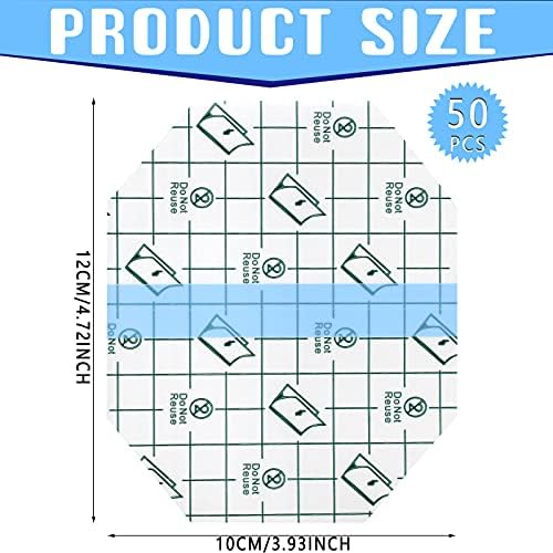50 Pieces Transparent Stretch Adhesive Bandage Waterproof Transparent Film Dressing Bandages Clear Adhesive Dressing Stretch Tape for Tattoos Swimming Showering (4 x 4.75 Inch)