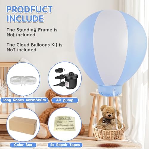 3FT Hot Air Balloon Decorations, Inflatable Baby Showe!Decoration Balloon for Baby Birthday Party weddingExhibitions, Air Pump Inclued (Blue)