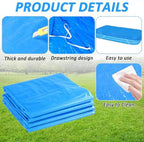 6.7 × 10 FT Rectangular Pool Cover,Inflatable Swimming Pool Cover Fits Under 120"x80" Above Ground Pools,Rectangle Above Ground Swimming Pool Cover with Adjustable Drawstring
