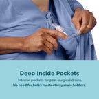 KickIt Hospital Gowns for Women with Snaps Sleeves for IVs, Chemo Robe for Port Access, Mastectomy Shirt with Drain Pockets