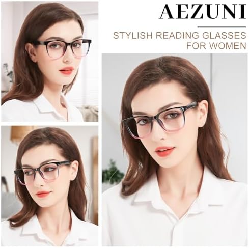 AEZUNI Oversize Square Reading Glasses for Women Oversized Trendy Large Readers 1.0 1.25 1.5 1.75 2.0 2.25 2.5 2.75 3.0 3.5 4.0 5.0 6.0(Purple,1.25)