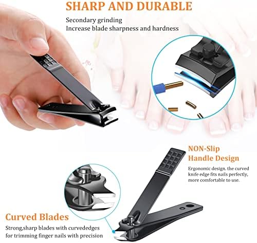 Nail Clippers Sets High Precisio Stainless Steel Nail Cutter Pedicure Kit Nail File Sharp Nail Scissors and Clipper Manicure Pedicure Kit Fingernails & Toenails with Portable cas (Red/Black_25 in 1)