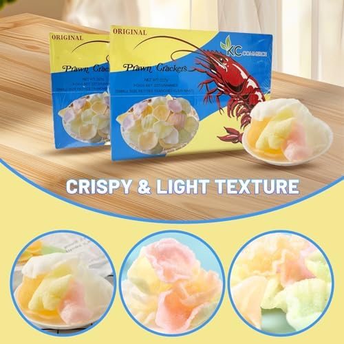 KC Commerce Colored Prawn Chips (Uncooked) – Authentic Asian Shrimp Crackers | Fry at Home Crispy Snack | Colorful Party Chips, Light & Crunchy (8oz Pack of 2)
