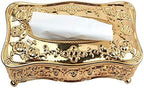 Luxurious Rose Tissue Box Acrylic Holder Cover Luxurious Elegant Design Tissue Holders Paper Holder Napkin Holder for Home Toilet Bath (Gold)