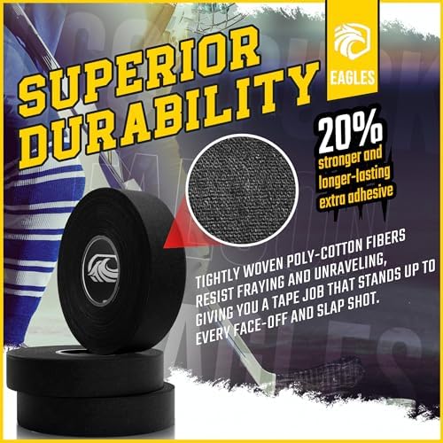 Hockey Tape Black 1inch Grip Tape 2 Roll Athletic Sports Tape Water-Resistan Multipurpose Cloth Tape for Lacrosse Baseball & Softball Bats, Pullup Bars, Sports Gift Wrist Ankle Foot Gymnastics Bar