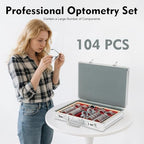 144pcs Optical Trial Lens Set Kit,Professional Optometry Equipment with Optometry Test Trial Frame and Metal Rim for Opticians