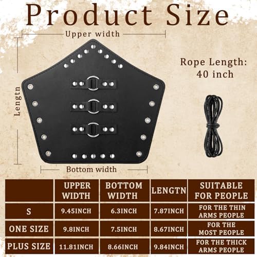 Patelai 1 Pair Faux Leather Arm Guards Arm Bracers Leather Gauntlet Medieval Viking Cosplay Accessories for Men Women