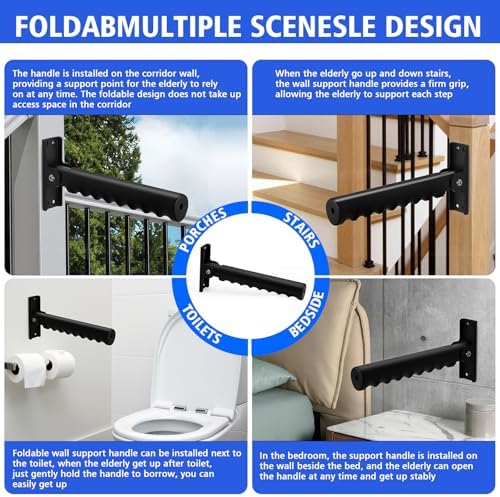 Folding Grab Bars for Doorway/Stairs Assist for Seniors, Flip Up Grab Handles for Wall for Elderly, Disabled, People with Limited Balance and Mobility