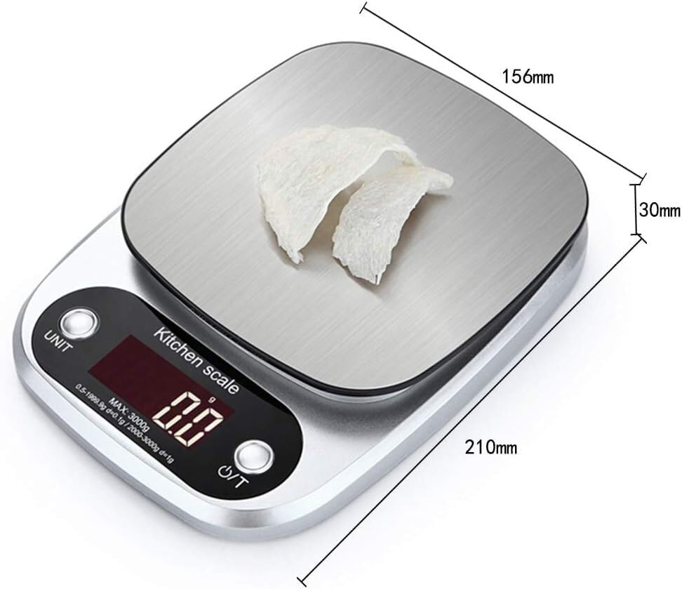 GeRRiT Digital Scale Kitchen Scale 5kg/0.1g Food Scale Electronic Scale with Backlight LED Display Screen ()