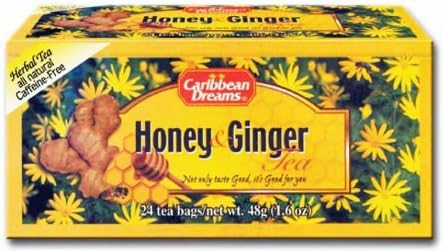 Caribbean Dreams Honey & Ginger Tea, 24 Tea Bags Per Box (Pack of 3)