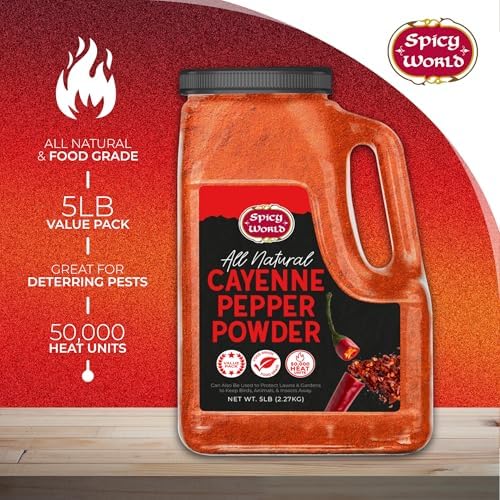 Spicy World Hot Cayenne Pepper Powder Bulk 5 LBS Jar - Red Ground Pepper 50K SHU Heat Unit - Gluten Free - Also Great Pest & Dog Repellent & Deterrent for Yard