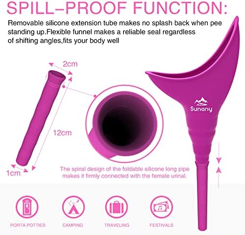Female Urinal, Reusable Silicone Foolproof Women Pee Funnel Allows Women to Pee Standing Up,Women's Urinal is The Perfect Companion for Indoor Use