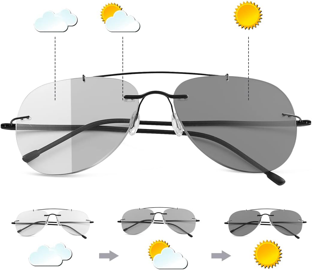 Photochromic Progressive Multifocus Reading Glasses Transition Multifocal Sunglasses Blue Light Blocking Sun Readers