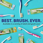 MOUTHWATCHERS Soft Childrens Flossing Manual Toothbrush, Set of 2 Pink Toothbrushes for Kids & Teens, Ultra Clean, by Dr. Plotka's