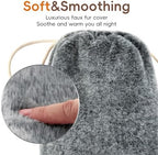 samply Hot Water Bottle with Soft Cover, 2L Hot Water Bag for Menstrual Cramps, Neck and Shoulder Pain Relief, Hot Compress, Hand Feet Warmer, Grey