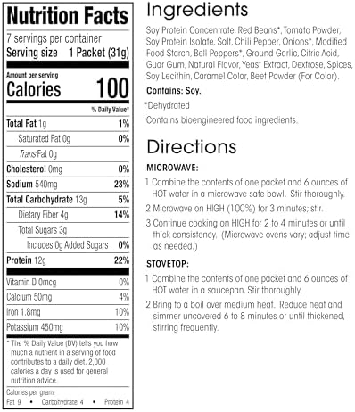 WonderSlim Protein Meal, Zesty Vegetable Chili w/Beans, 12g Protein, 4g Fiber, Gluten Free (7ct)