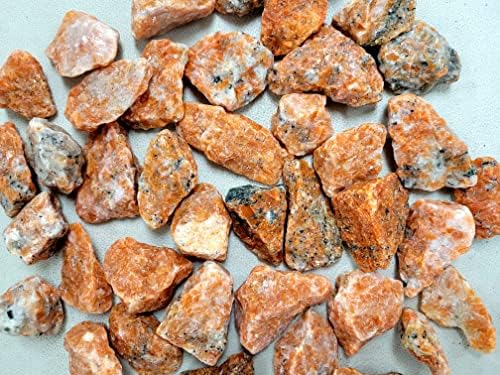 1/2 LB Orange Calcite Crystals - Bulk Orange Calcite Rough Stones - Raw Natural Stones & Crystals - Fountain Rocks for Tumbling, Polishing, Wire Wrapping, Reiki, Chakra Crystal Healing