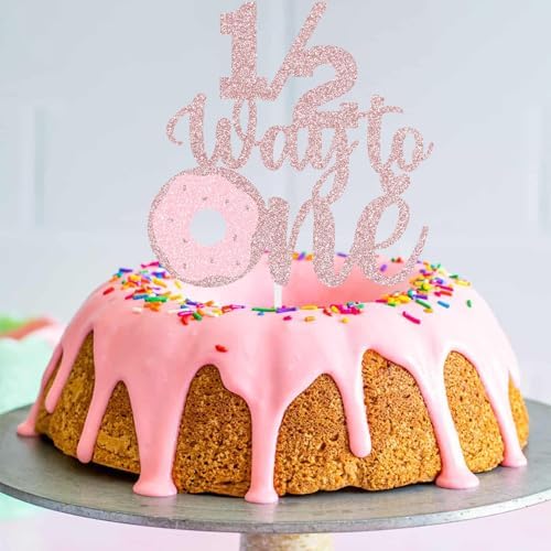 Doughnut 1/2 Way to One Cake Topper half birthday decoration baby boys girls 6 month birthday party supplies