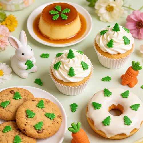 Edible Green Sprinkles, Green Tree Sugar Sprinkles for Cake Decorating, Cupcake Toppers, Cookies, Edible Baking Cake Decorations, Easter Party Holiday Supplies, 180g/6.35oz