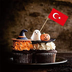 Turkey Toothpick Flag Turkish Small Mini Cocktail Fruit Cupcakes Toppers Food Stick Flags Decorations,100 Pack