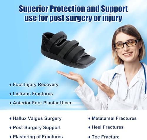 Estinko Post Op Shoe, Post Op Recovery Shoe, Adjustable Medical Walking Shoe for Post Surgery or Operation Foot Support, Broken Foot or Toe, Fracture or Ulcer, XS, Male Size 6, Female Size 6.5-7.5
