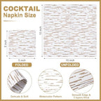 Frienda 60 Pcs Birch Rustic Cocktail Paper Napkins 3-ply 5 x 5 Inch Disposable Beverage Napkins Decorative Birthday Decor for Baby Shower Wedding Table Party Supplies