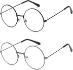 ALVOGIMOR 2 Pairs of Wizard Glasses, Old Men Round Wire Costume Glasses Accessories for Men Women Halloween Santa Dress Up