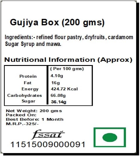 Ghasitaram Gifts Holi Sweets, Holi Gifts, Holi Hamper Holi Sweets Gujiya Box (200 GMS)