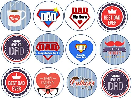 Happy Father's Day edible cupcake, oreo cookie topper, edible image/Dad cake image/Super Dad theme/Edible Party supplies decoration /1 sugar sheet PRECUT. 9 circles 2.5" each