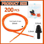 Xuhal 200 Pairs Corded Ear Plugs Silicone Earplugs with Cord Individually Wrapped Reusable Earplugs Sleep Noise Cancelling Hearing Protection for Snoring Shooting Studying Construction (Black)