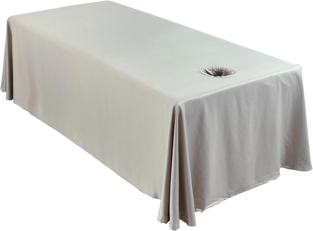 Premium Reusable Massage Table Skirt Sheets with Face Hole, Bed Cover Professional Massage Linens Fitted Wax Mat for Esthetician Bed, Stain and Wrinkle-Resistant, Machine Washable (Grey, 72*118 Inch)