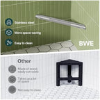 BWE Brushed Nickel Shower Foot Rest Bar, Stainless Steel Bar Corner Shower Foot Rest for Shaving Legs, Non-Slip Knurled Shower Step, Wall Mounted Bathroom Shower Shaving Foot Rest