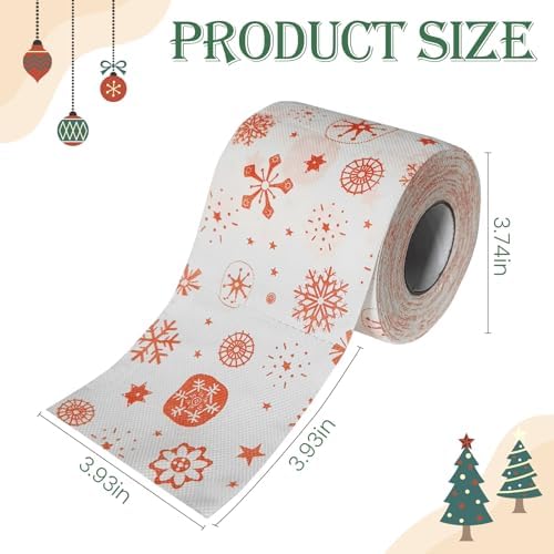 Christmas Toilet Paper Decorations, Red Snowflakes Pattern Toilet Paper Gifts, Holiday Gifts, Funny Tissue Napkins, Xmas Bath Decor Tissue Roll Supplies, Bathroom Decor Fun Party Favors Gift