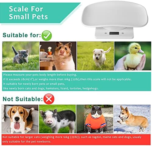 Digital Small Animals Scales for Weighing with Tape Measure, Puppy Whelping Scale Weigh Your Kitten, Rabbit with High Precision, Multifunction Electronic Baby Scales for Small Dogs Cats Crawl Pet