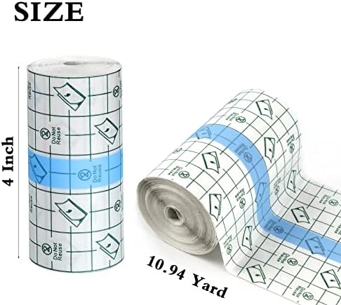 Tattoo Aftercare Waterproof Bandages, 4 Inch x 10.94 Yard- Transparent Stretch Adhesive Shield Bandage, Tattoo Supply Wrap Second Skin Clear Dressing Film for Swimming Showering