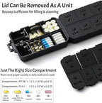 New Foldable & Double Protection Portable Weekly Pill Organizer 2 Times A Day with Etched Labels, AM PM 7 Day Week Medicine Box, Daily Travel Pill Case Dispenser for Vitamin, Supplement - All Black