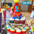 Transportation Cupcake Toppers 30 Pack Car Truck Train Airplane Ship Party Cake Toppers Picks for Kids Birthday Baby Shower Party Decorations Supplies