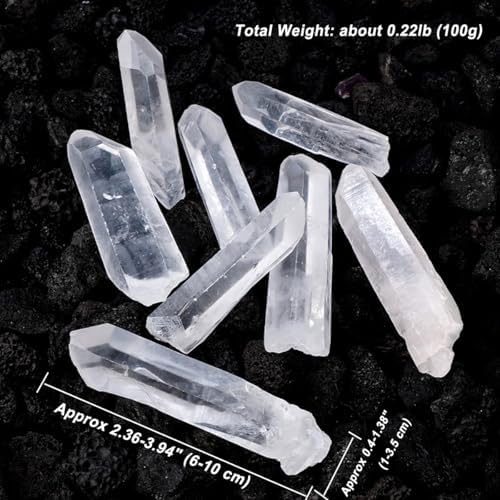 Erliway 0.22 lbs Clear Quartz Crystals Bulk, 2.36-3.94" Raw Clear Quartz Crystal Wands, Irregular Shape Rough Quartz Crystal Points for Meditation Yoga Reiki Balancing Wire Wrapping