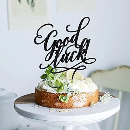 Good Luck Cake Topper - Graduation, Retirement, Going Away, Relocation, Office Work, Farewell Party Decorations (Black)