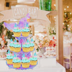 MRPAPA 2Pack Mermaid Cupcake Stand, 3 Tier Party Decorations Mermaid Theme Cupcake Holder Baby Shower Cup Cake Holder Birthday Dessert Stand
