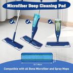12 Pack 18 Inch Deep Cleaning Replacement Pads Compatible with Bona Family of Mops, Premium Microfiber Floor Mop for Hardwood Floors and Multi-Surface Floor Cleaner