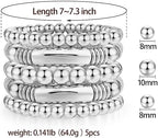 14K Gold Plated Bangles Bracelet for Women Chunky Curved Stacking Plated Bead Ball Stretchable Bracelets
