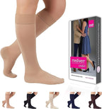 Mediven Comfort Women’s 20–30 mmHg Knee High Compression Stockings, Closed Toe, Semi-Transparent, Soft & Breathable Support for Leg Circulation, Work & Travel, III, Petite, Sandstone