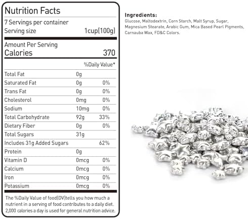 Dazzjoy Edible Silver Star Sugar Sprinkles, 4.23oz, Mix Size, Candy Star Sprinkles for Cake Decorations and Cupcake Toppers, Wedding Party Valentines Supplies