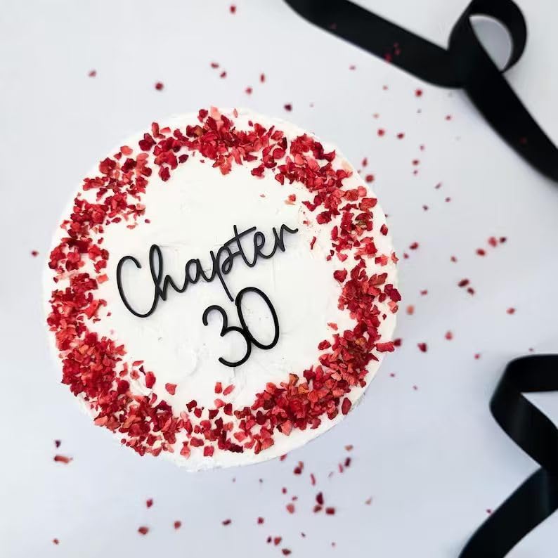 Black Chapter 30 Cake Topper,Acrylic Funny 30 Years Old Party Decor,Happy 30th Birthday Cake Topper for Wedding Anniversary Party Decorations Supplies