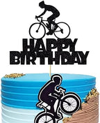 Anxdh Black Flash Happy Birthday Cake Topper, Birthday Party Cake Decoration, Sports Themed Cake Topper (Bicycle)